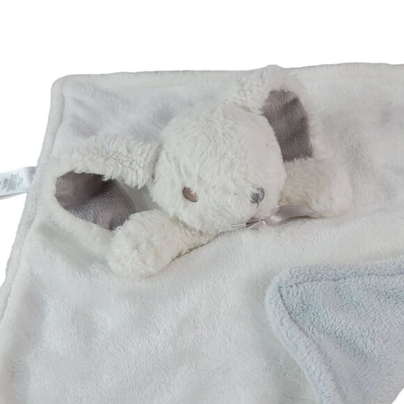 Nuby Rabbit Lovey Plush White Gray Blue 12" Square Long Eared Easter Bunny - Picture 1 of 11